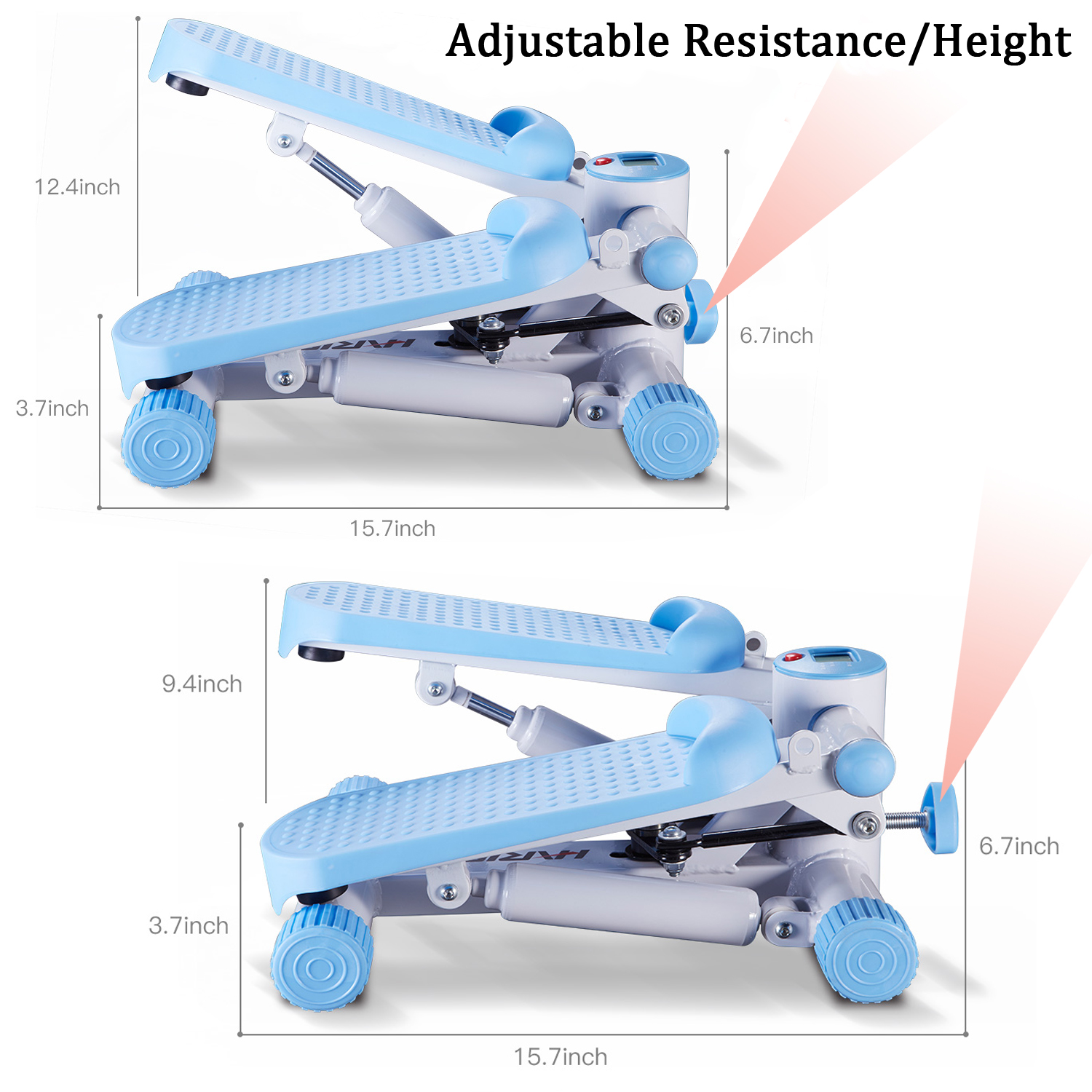 306C+ Mini Stair Stepper of Exercise without Installation Portable Stand Up Stepper for Home Use, Adjustable Height and Resistance