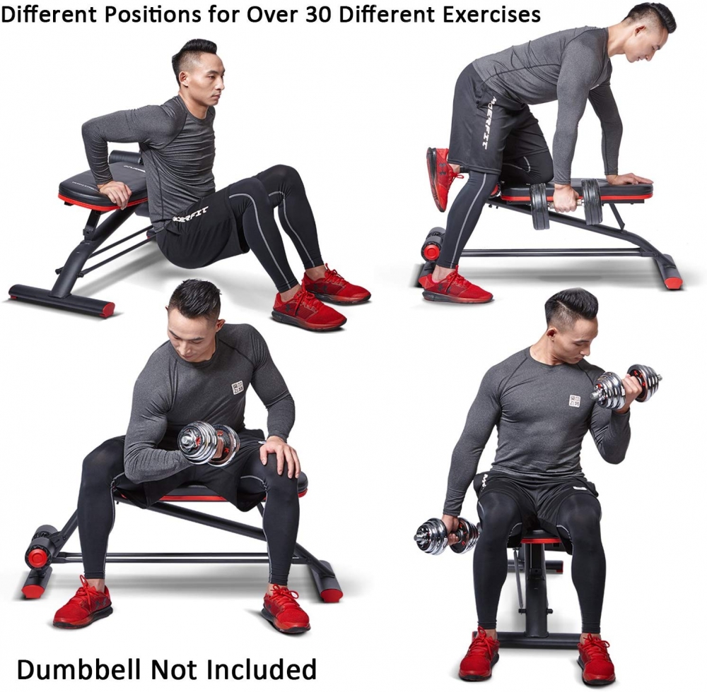 harisonfitness Compact Weight Bench with Dumbbel Rack