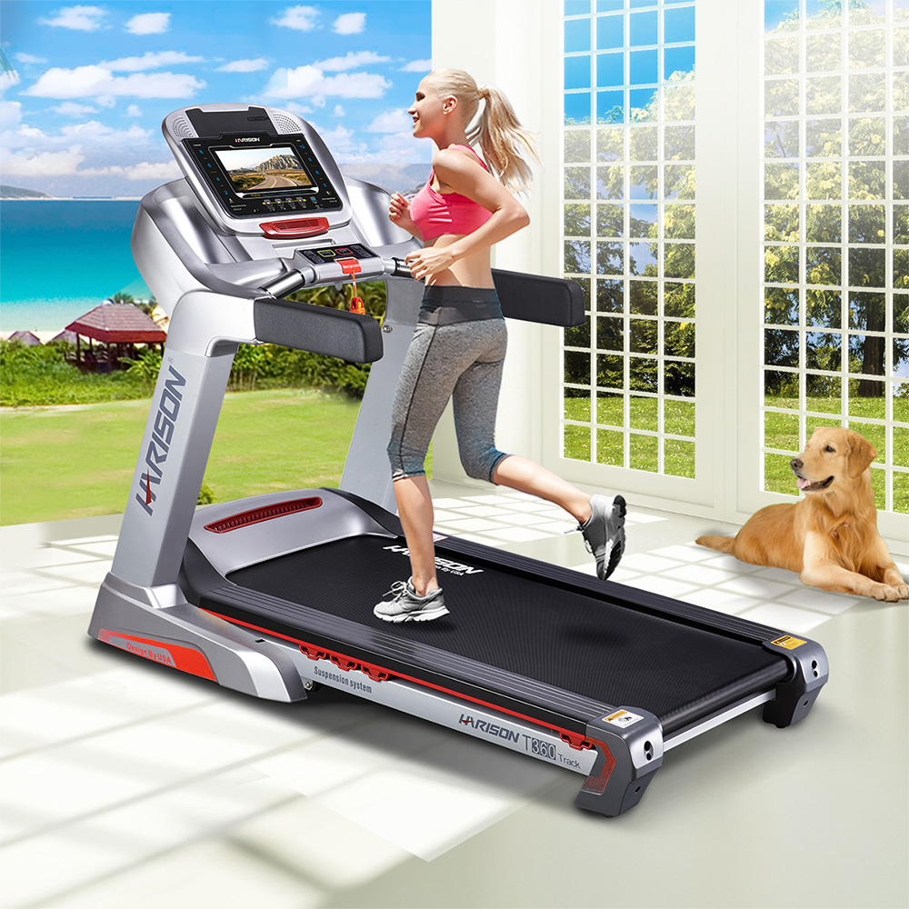 Harison t360 electric folding treadmill running machine with auto 15 incline and 7 inch lcd screen equipment sales