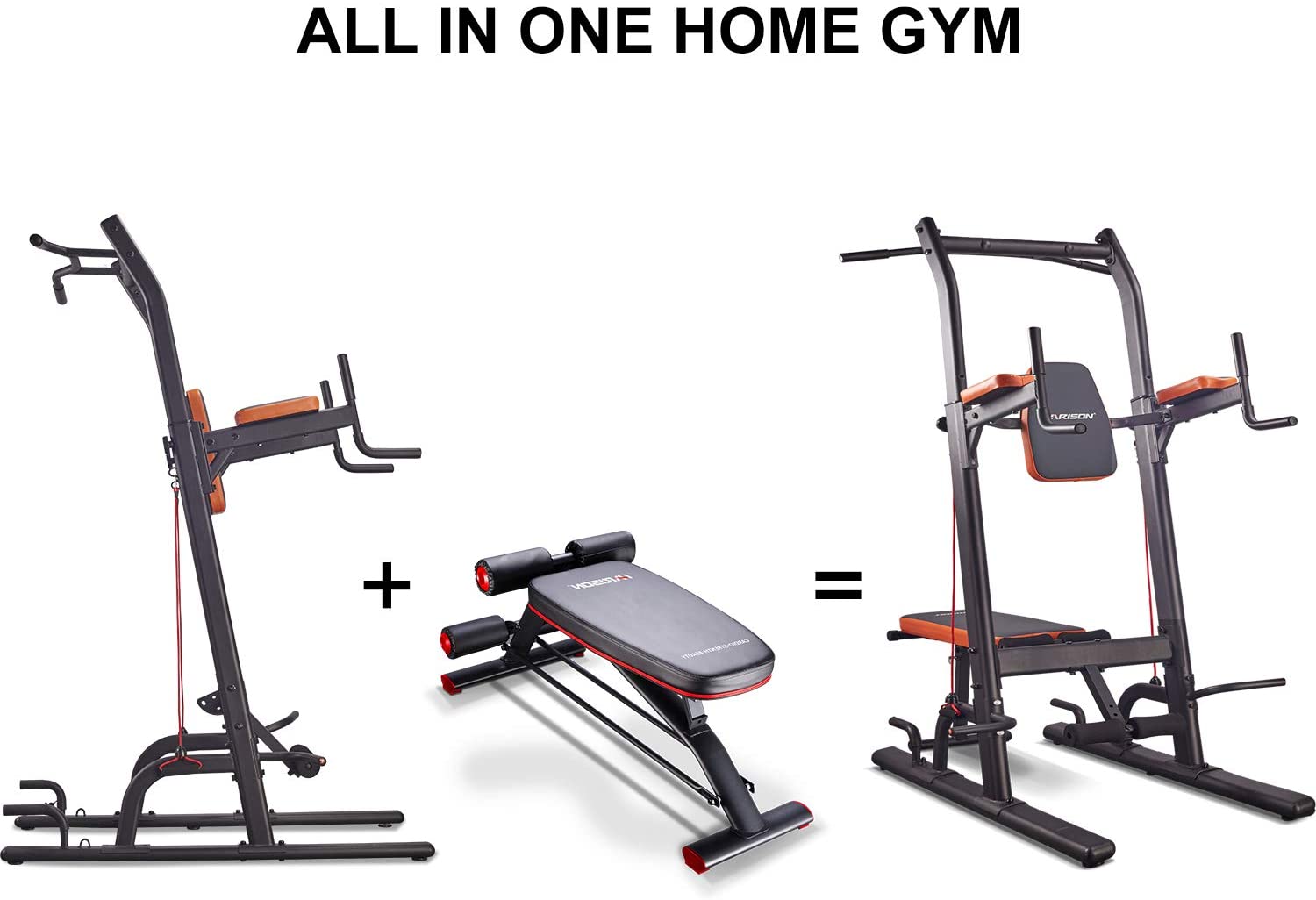 Harison 408 DIP Station – Torre Multipower Con Panca Regolabile, Trazioni E Dip, Carico Max 299kg