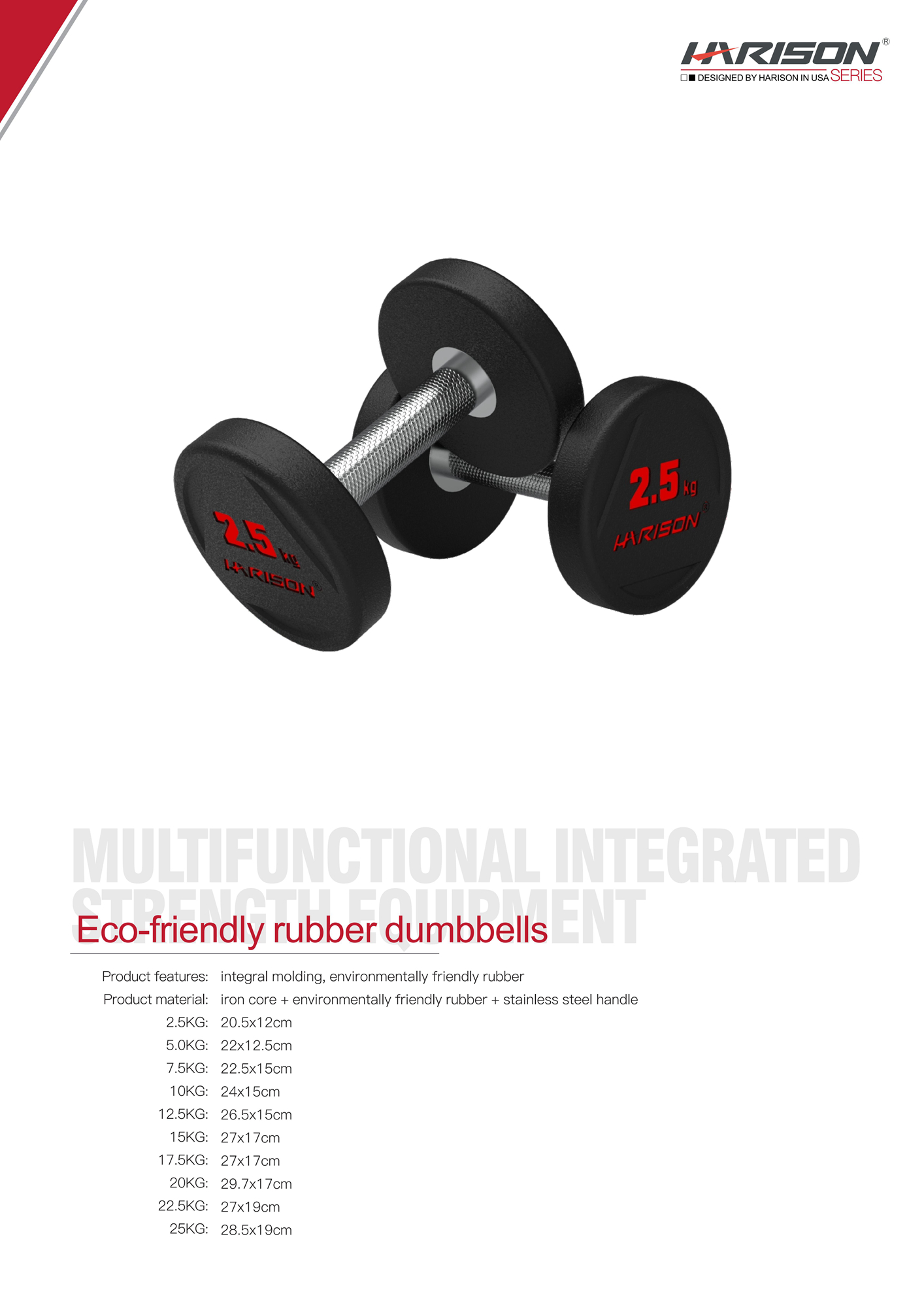 HARISON Eco-Friendly Rubber Dumbbells