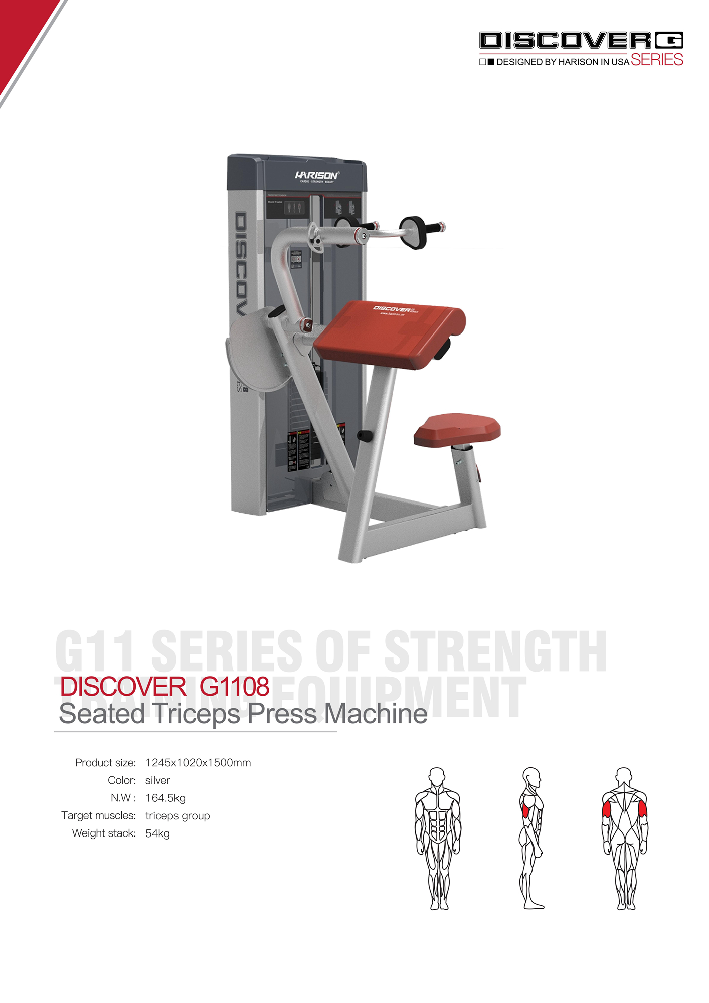 DISCOVER G1108 Seated Triceps Press Machine