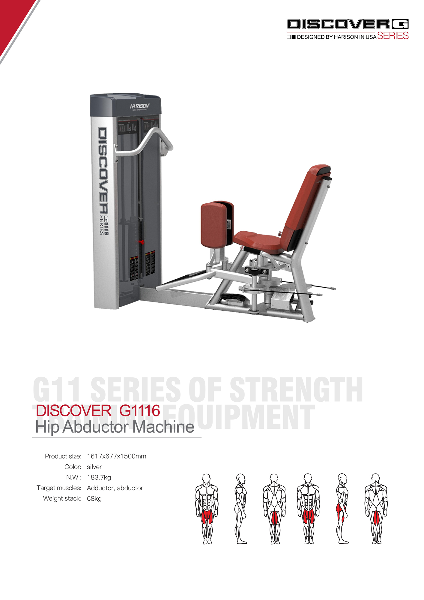 DISCOVER G1116 Hip Abductor Machine