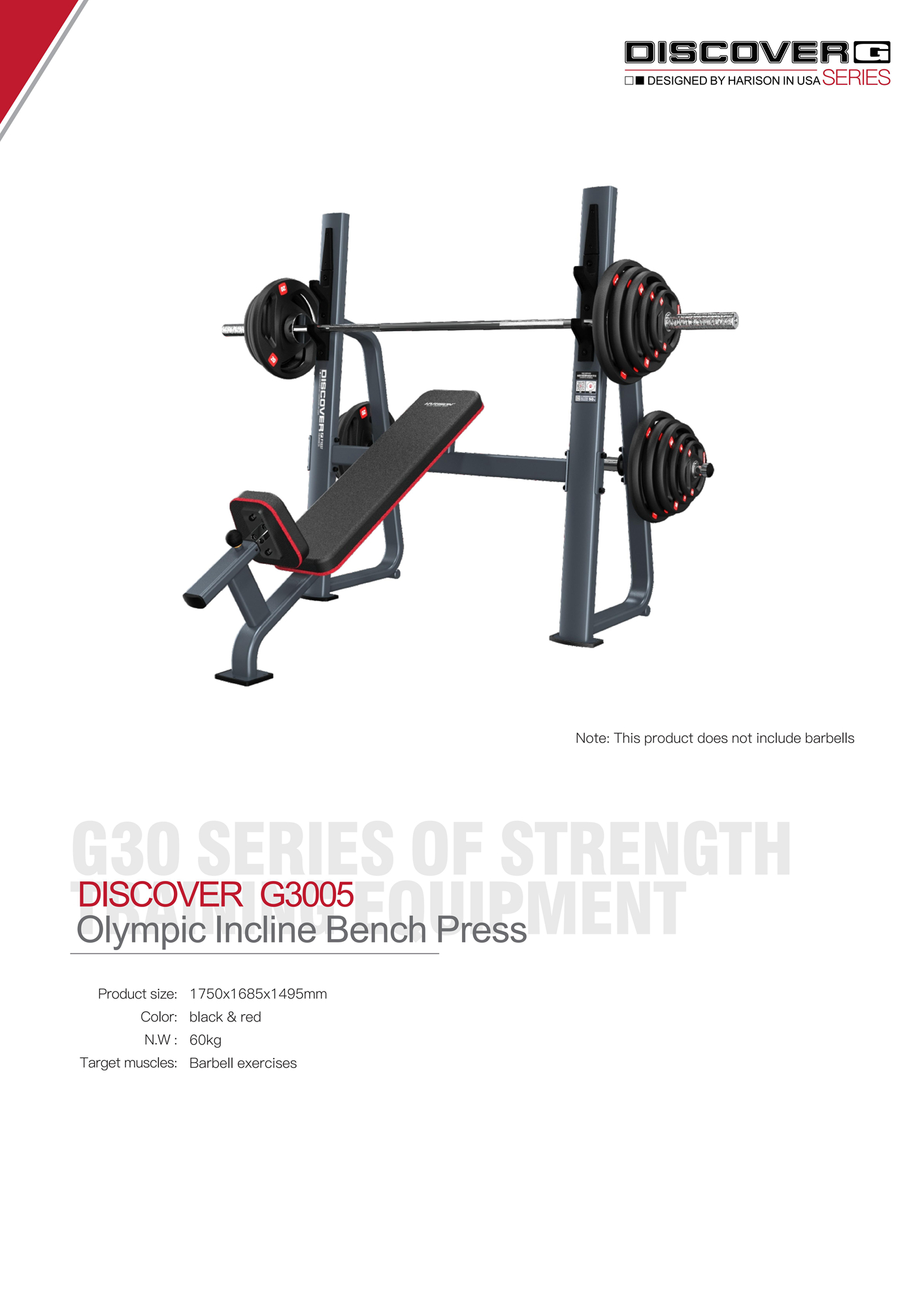 DISCOVER G3005 Olympic Incline Bench Press