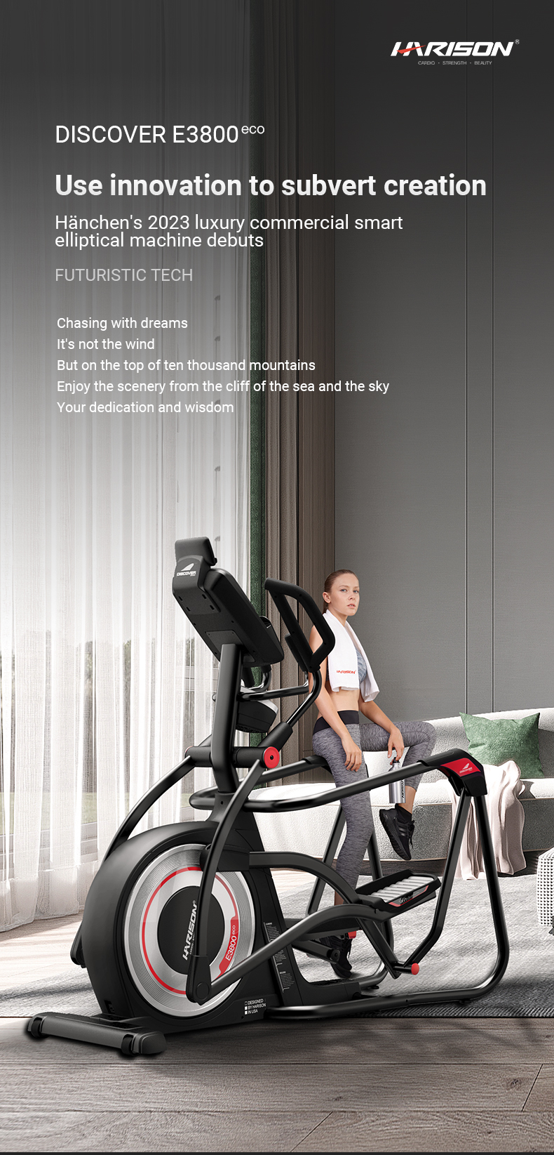 HARISON E3800 Eco Commercial Elliptical Fitness cardio and