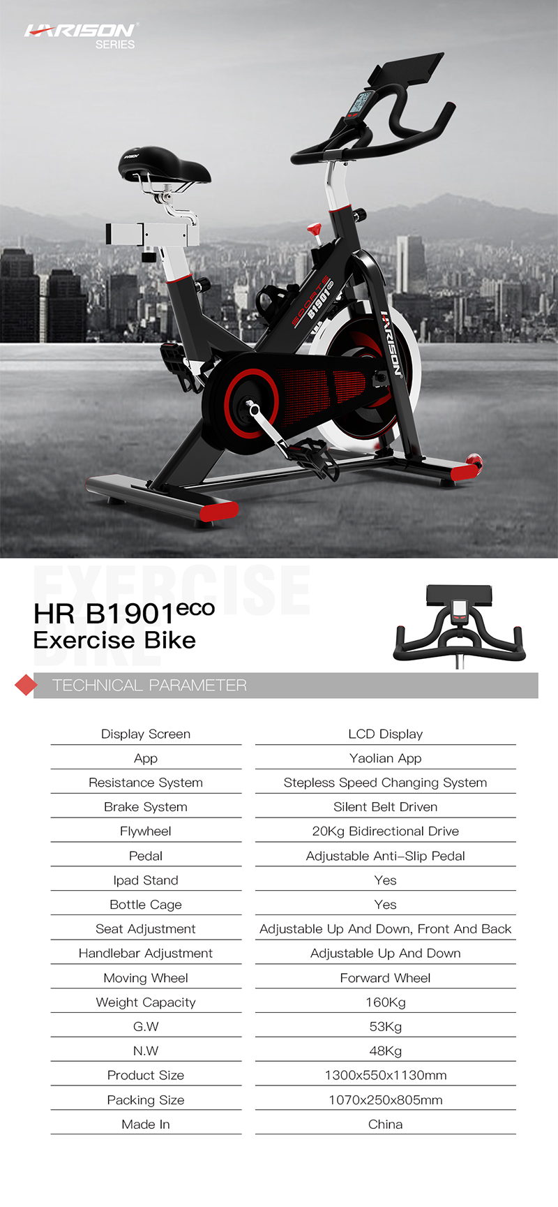 HARISON B1901 Eco Commercial Exercise Bike Harison Fitness best