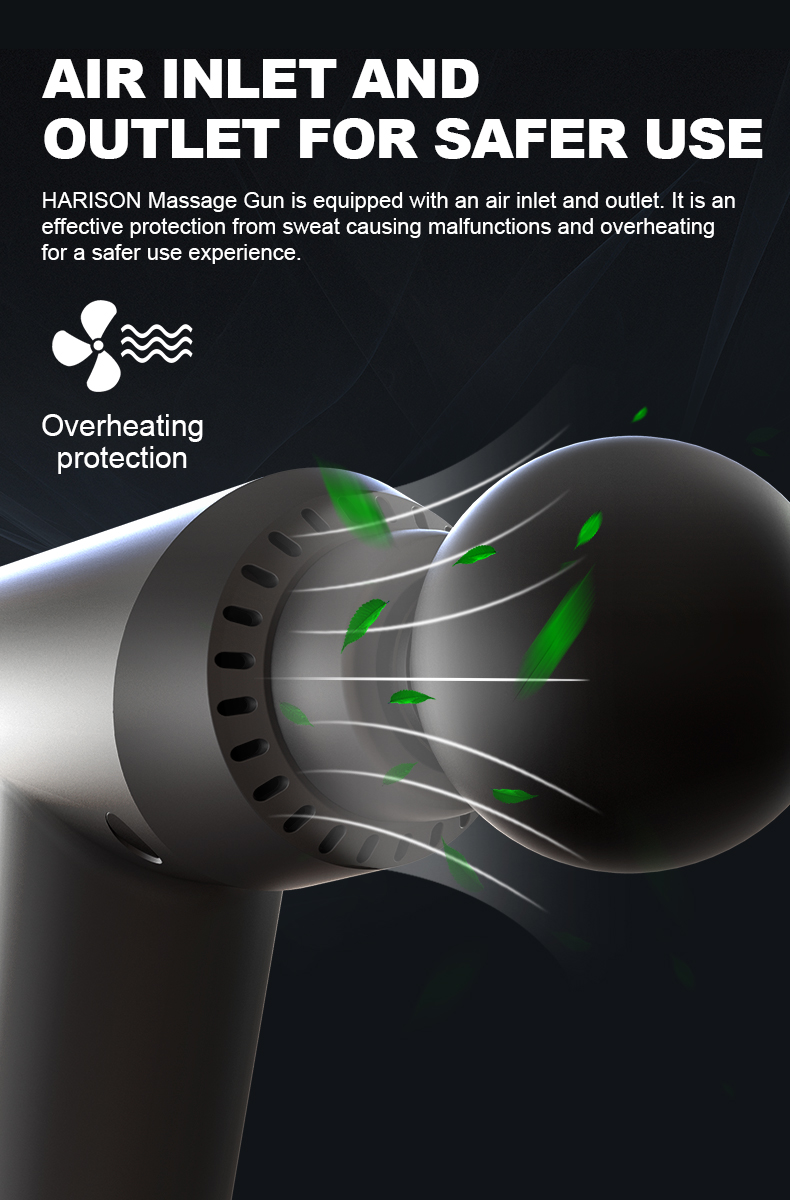 The fascia gun is equipped with overheat protection