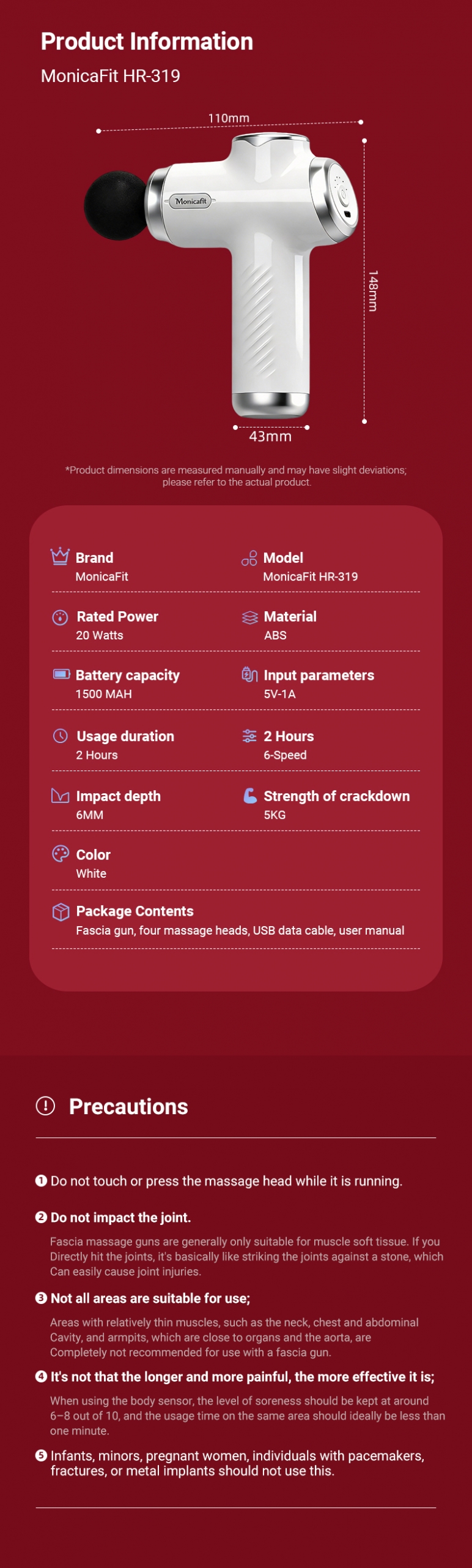 HR-319 Multi-functional Handheld Massage Gun